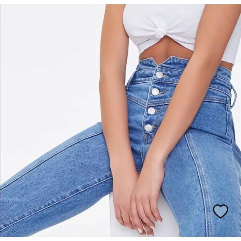 Forever 21 High Waisted Button Fly Sz 31 Jeans